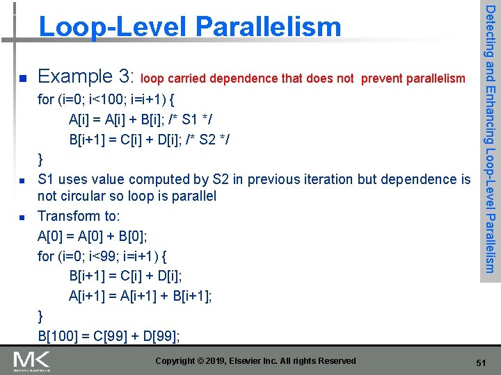 n n n Example 3: loop carried dependence that does not prevent parallelism for