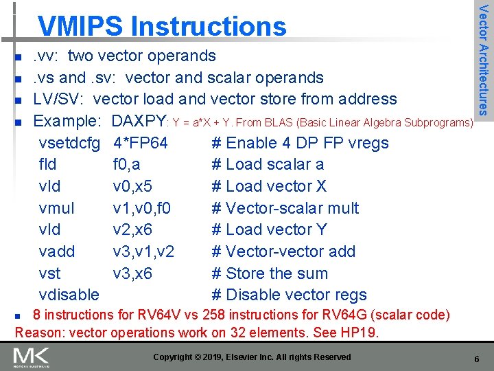 n n . vv: two vector operands. vs and. sv: vector and scalar operands