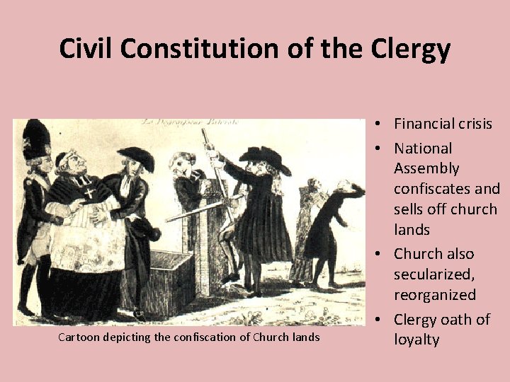 Civil Constitution of the Clergy Cartoon depicting the confiscation of Church lands • Financial