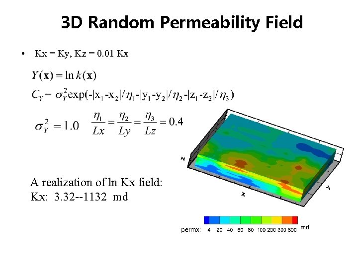 3 D Random Permeability Field • Kx = Ky, Kz = 0. 01 Kx 3 D Random Permeability Field • Kx = Ky, Kz = 0. 01 Kx