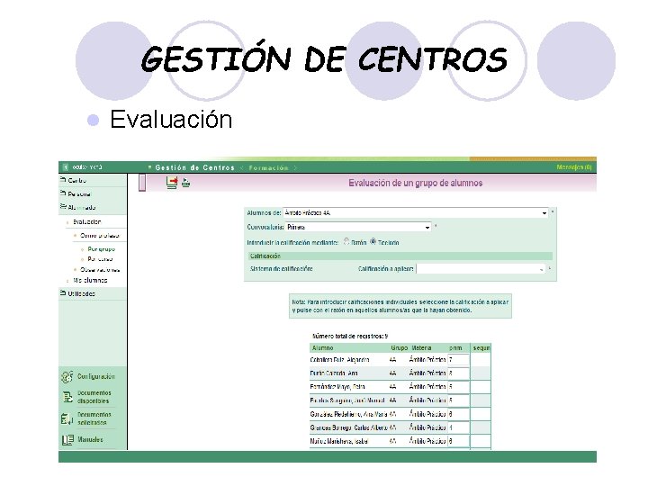 GESTIÓN DE CENTROS l Evaluación 