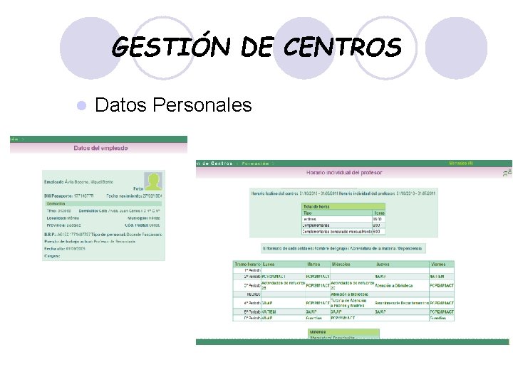 GESTIÓN DE CENTROS l Datos Personales 