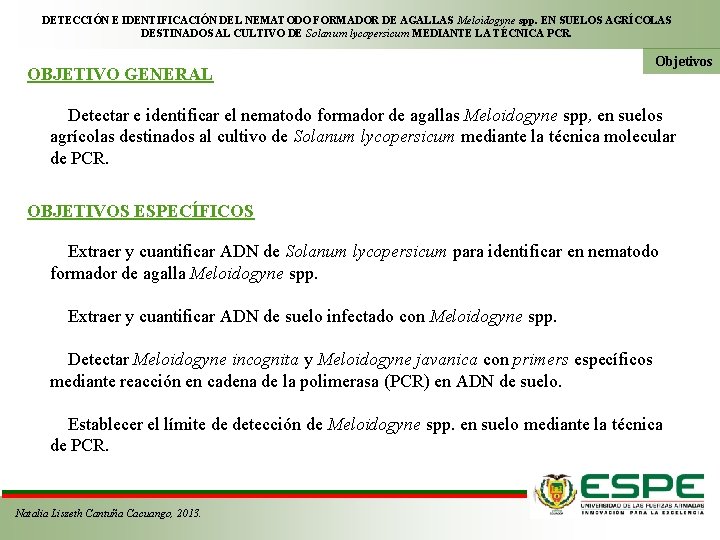 DETECCIÓN E IDENTIFICACIÓN DEL NEMATODO FORMADOR DE AGALLAS Meloidogyne spp. EN SUELOS AGRÍCOLAS DESTINADOS