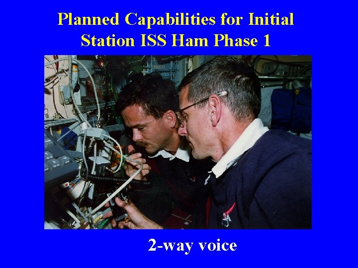 Planned Capabilities for Initial Station ISS Ham Phase 1 2 -way voice Planned Capabilities for Initial Station ISS Ham Phase 1 2 -way voice