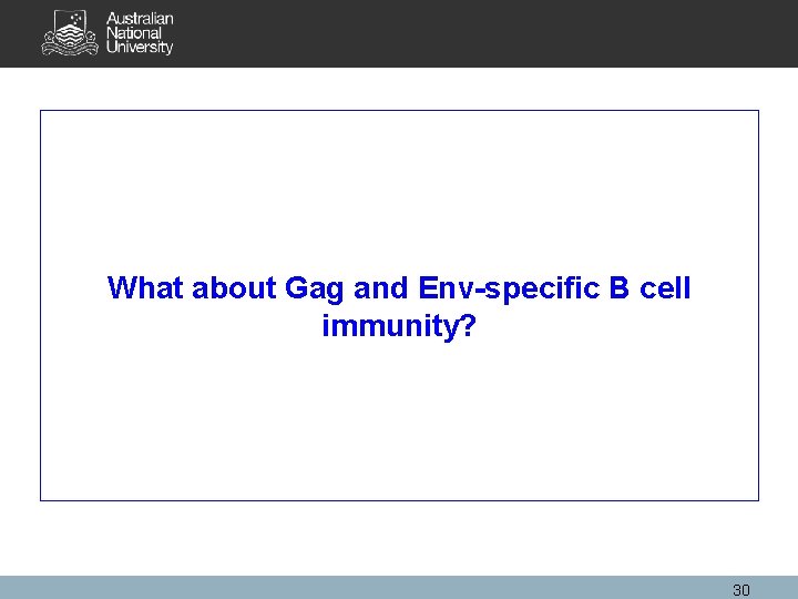 What about Gag and Env-specific B cell immunity? 30 