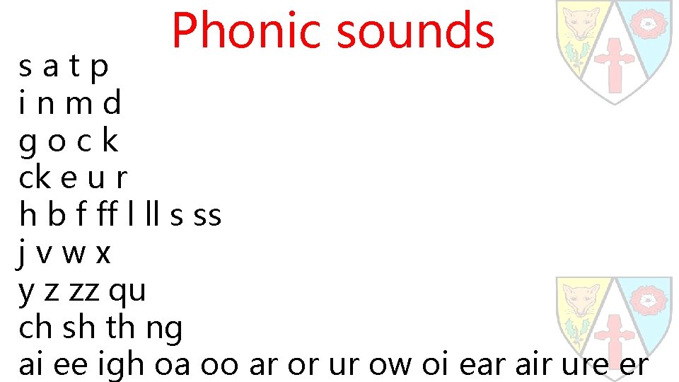 Phonic sounds satp inmd gock ck e u r h b f ff l