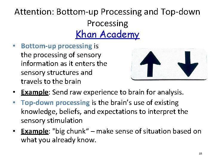 Attention: Bottom-up Processing and Top-down Processing Khan Academy • Bottom-up processing is the processing Attention: Bottom-up Processing and Top-down Processing Khan Academy • Bottom-up processing is the processing
