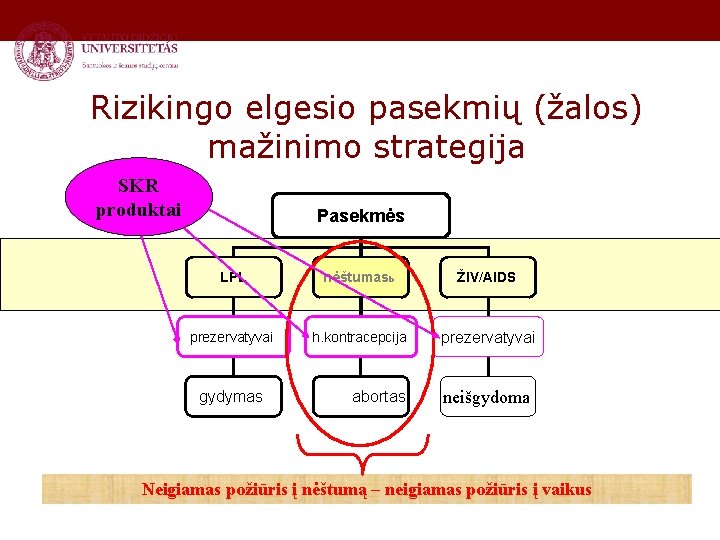 Rizikingo elgesio pasekmių (žalos) mažinimo strategija SKR produktai Pasekmės LPL nėštumasь ŽIV/AIDS prezervatyvai h.