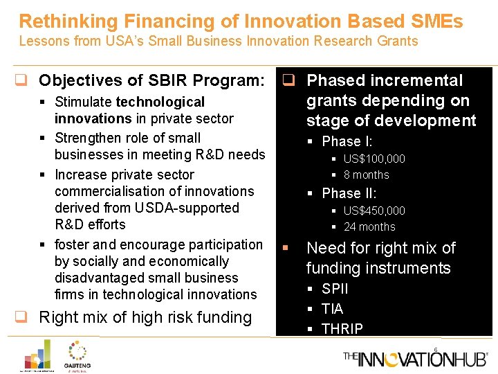 Rethinking Financing of Innovation Based SMEs Lessons from USA’s Small Business Innovation Research Grants