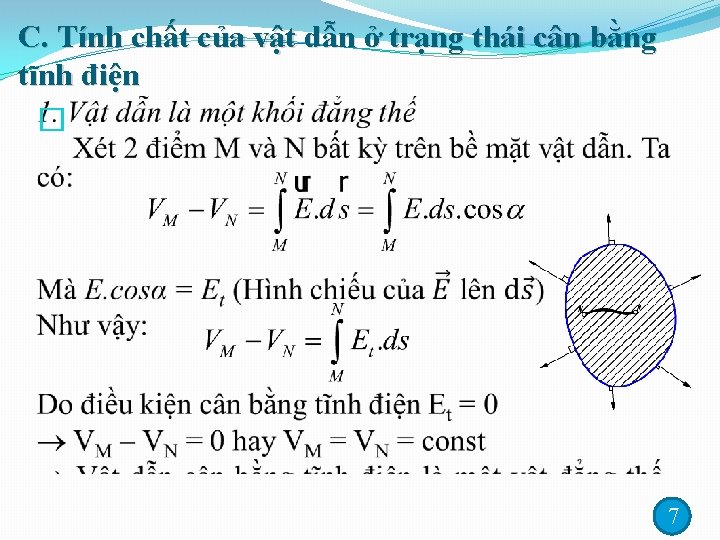 C. Tính chất của vật dẫn ở trạng thái cân bằng tĩnh điện �