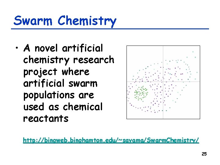 Swarm Chemistry • A novel artificial chemistry research project where artificial swarm populations are