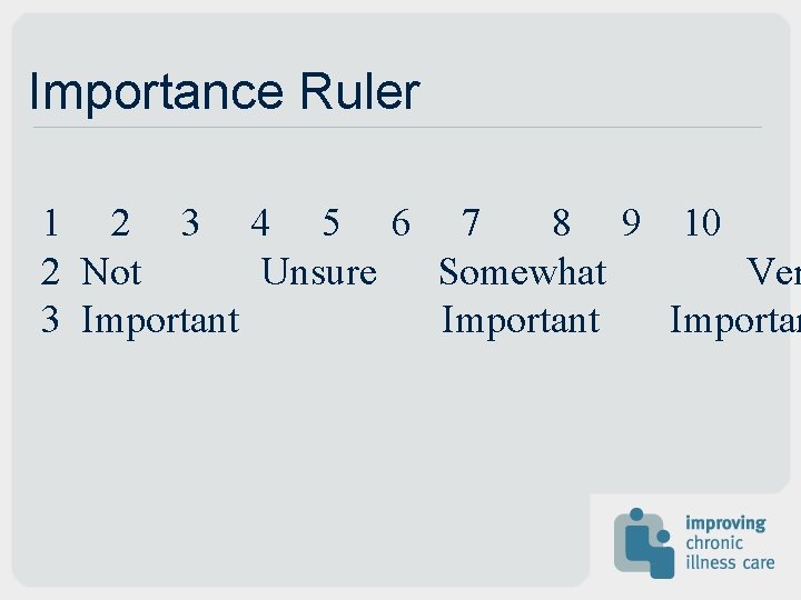 Importance Ruler 1 2 3 4 5 6 7 8 9 10 2 Not Importance Ruler 1 2 3 4 5 6 7 8 9 10 2 Not