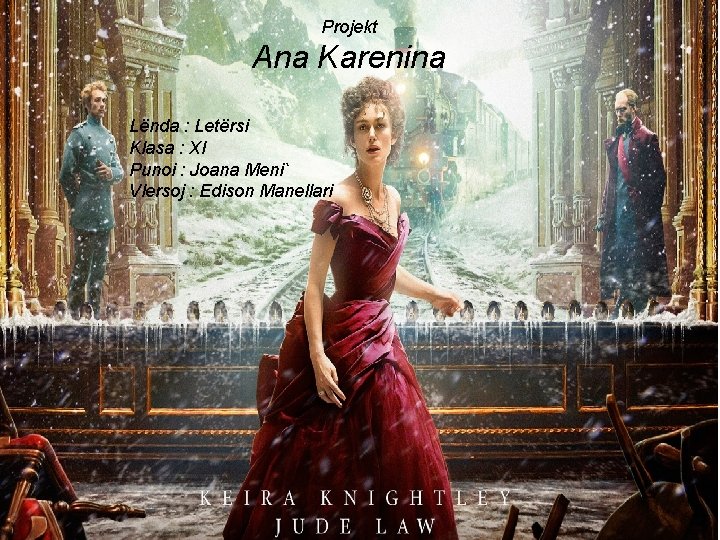 Projekt Ana Karenina Lënda : Letërsi Klasa : XI Punoi : Joana Meni` Vlersoj