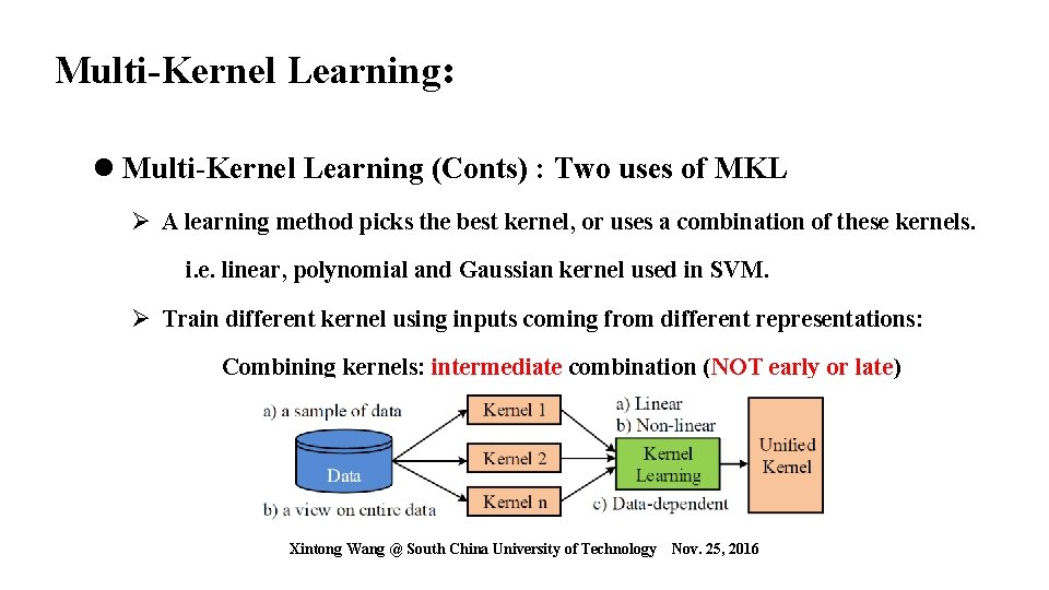 Multi-Kernel Learning: l Multi-Kernel Learning (Conts) : Two uses of MKL Ø A learning Multi-Kernel Learning: l Multi-Kernel Learning (Conts) : Two uses of MKL Ø A learning