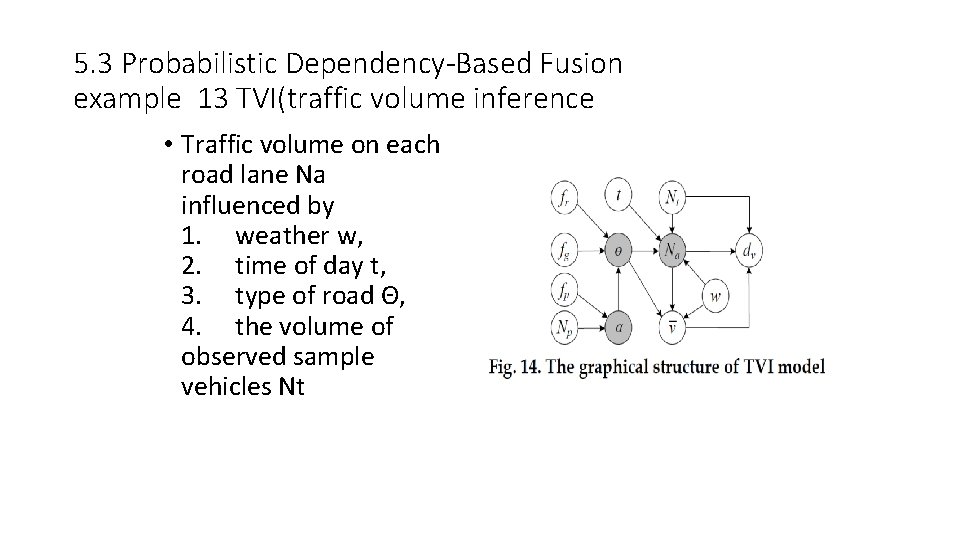 5. 3 Probabilistic Dependency-Based Fusion example 13 TVI(traffic volume inference • Traffic volume on
