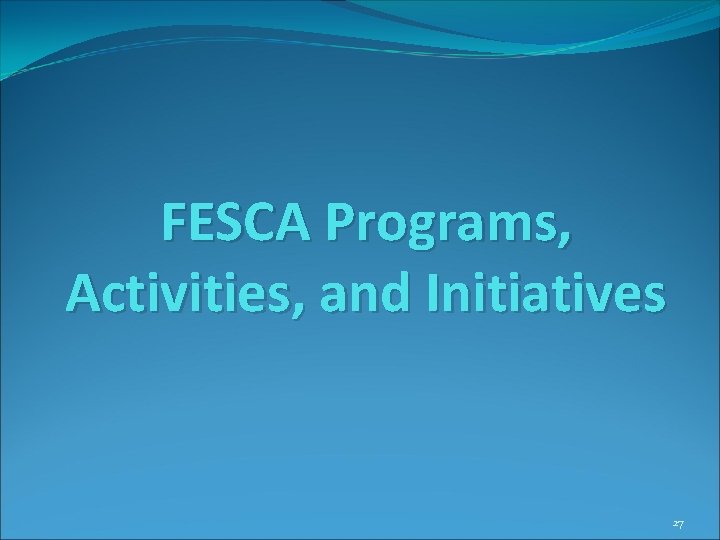 FESCA Programs, Activities, and Initiatives 27 