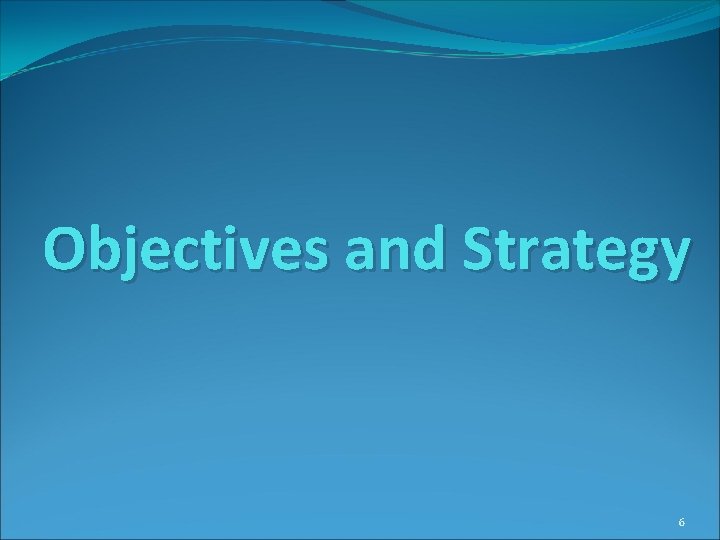 Objectives and Strategy 6 