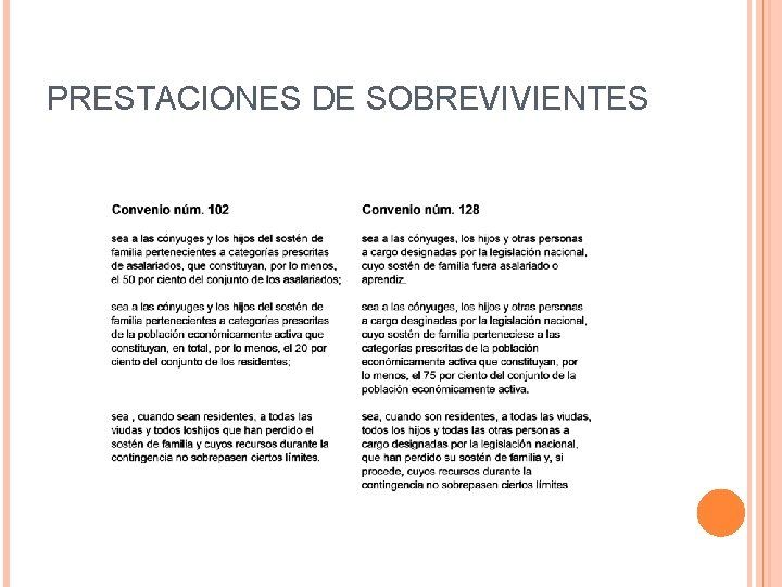 PRESTACIONES DE SOBREVIVIENTES 