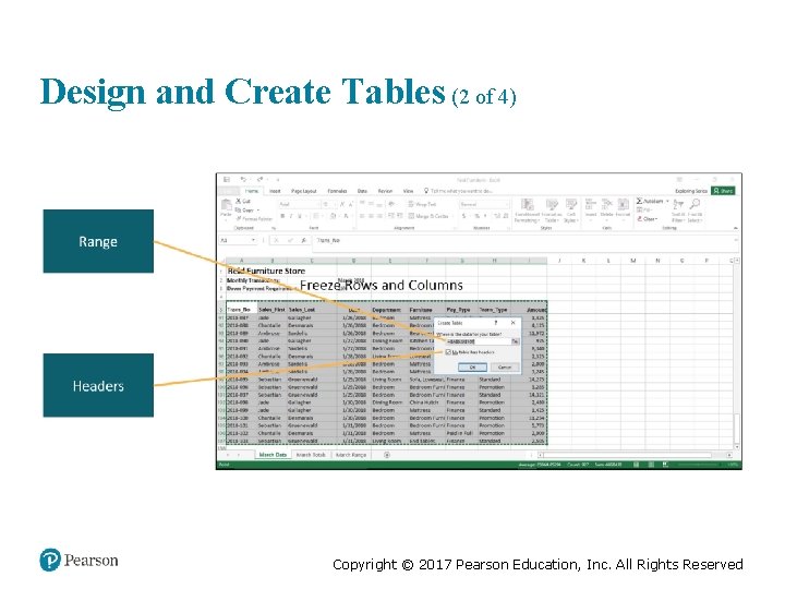 Design and Create Tables (2 of 4) Copyright © 2017 Pearson Education, Inc. All