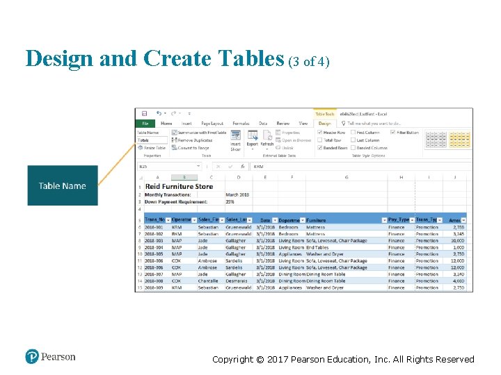 Design and Create Tables (3 of 4) Copyright © 2017 Pearson Education, Inc. All
