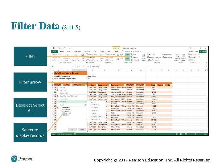 Filter Data (2 of 5) Copyright © 2017 Pearson Education, Inc. All Rights Reserved