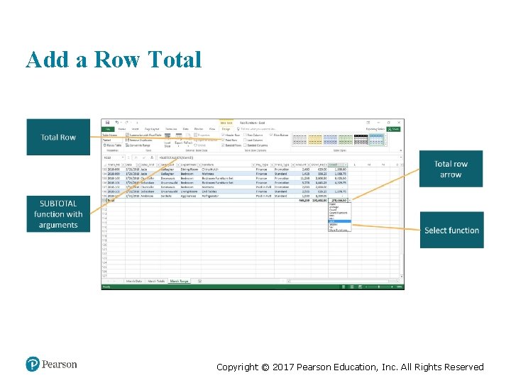 Add a Row Total Copyright © 2017 Pearson Education, Inc. All Rights Reserved 