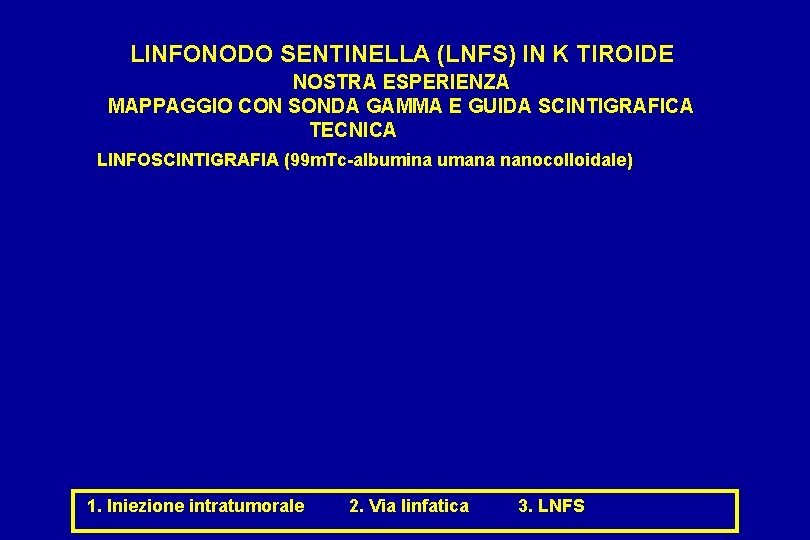 LINFONODO SENTINELLA (LNFS) IN K TIROIDE NOSTRA ESPERIENZA MAPPAGGIO CON SONDA GAMMA E GUIDA