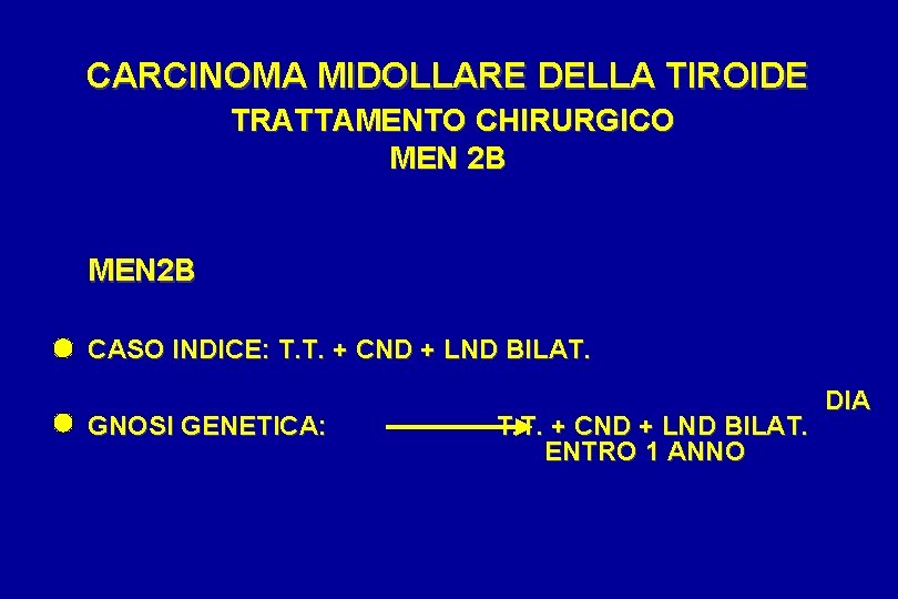 CARCINOMA MIDOLLARE DELLA TIROIDE TRATTAMENTO CHIRURGICO MEN 2 B CASO INDICE: T. T. +