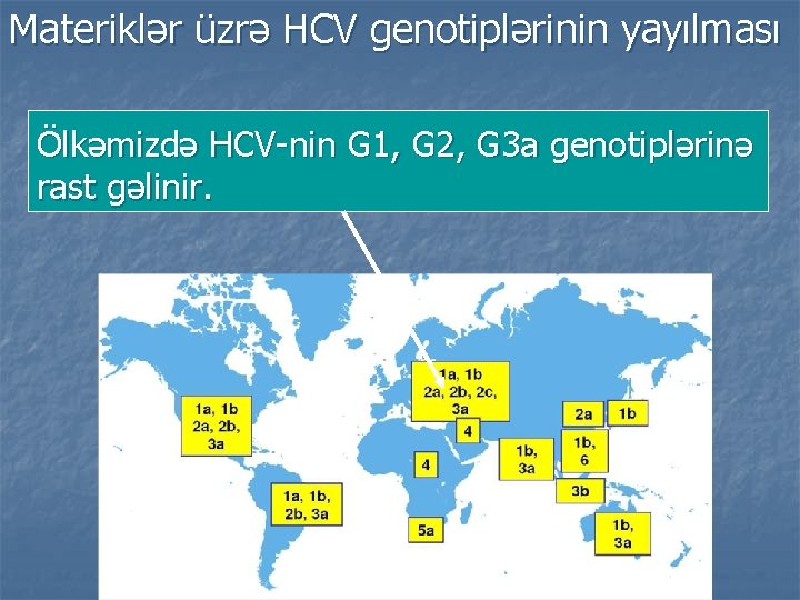 Materiklər üzrə HCV genotiplərinin yayılması Ölkəmizdə HCV-nin G 1, G 2, G 3 a