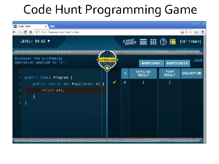 Code Hunt Programming Game 