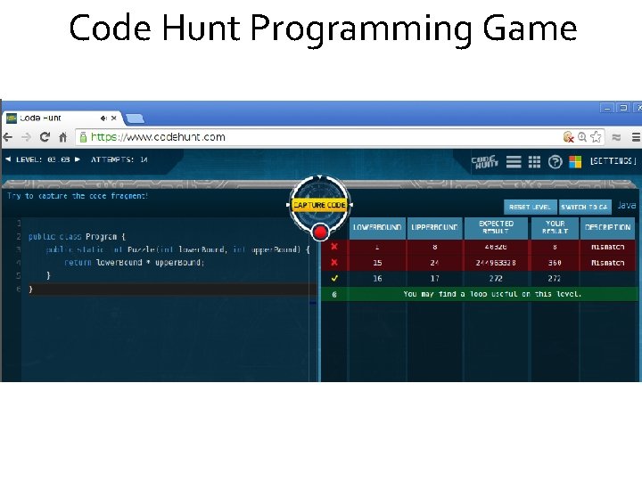 Code Hunt Programming Game 