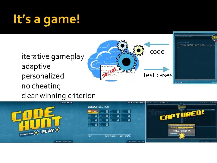 It’s a game! iterative gameplay adaptive personalized no cheating clear winning criterion code t