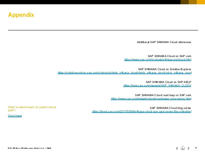 Appendix Additional SAP S/4 HANA Cloud references SAP S/4 HANA Cloud on SAP. com