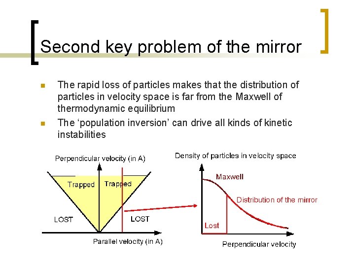 Second key problem of the mirror n n The rapid loss of particles makes