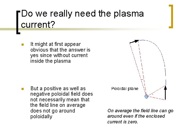Do we really need the plasma current? n It might at first appear obvious