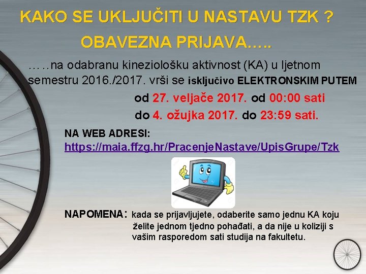 KAKO SE UKLJUČITI U NASTAVU TZK ? OBAVEZNA PRIJAVA…. . na odabranu kineziološku aktivnost