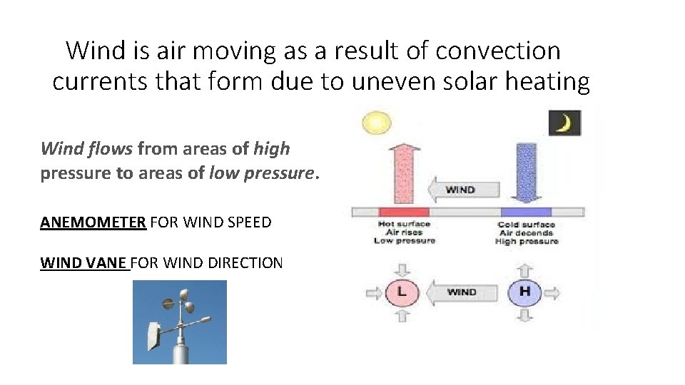 Wind is air moving as a result of convection currents that form due to