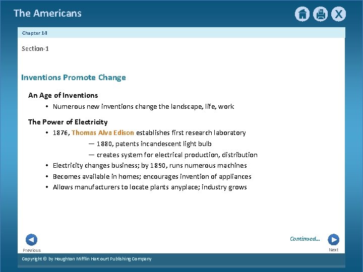 The Americans Chapter 14 Section-1 Inventions Promote Change An Age of Inventions • Numerous The Americans Chapter 14 Section-1 Inventions Promote Change An Age of Inventions • Numerous