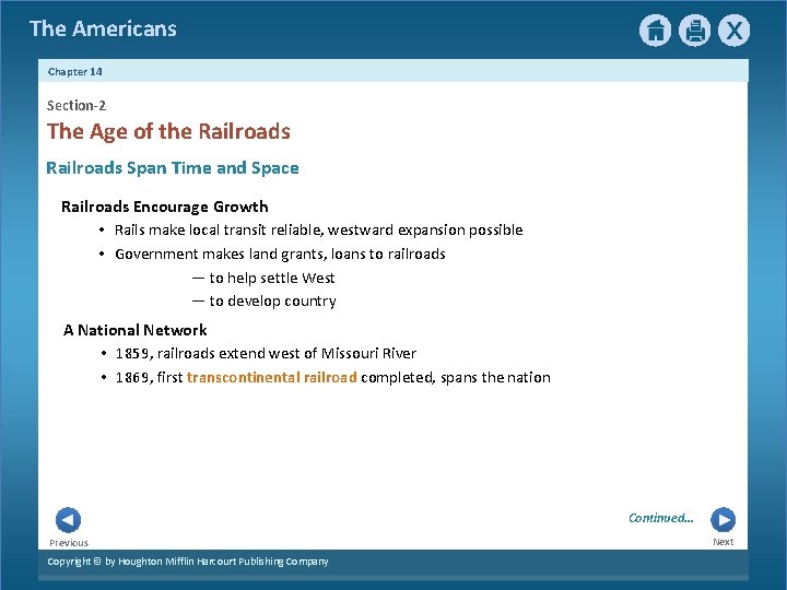 The Americans Chapter 14 Section-2 The Age of the Railroads Span Time and Space The Americans Chapter 14 Section-2 The Age of the Railroads Span Time and Space