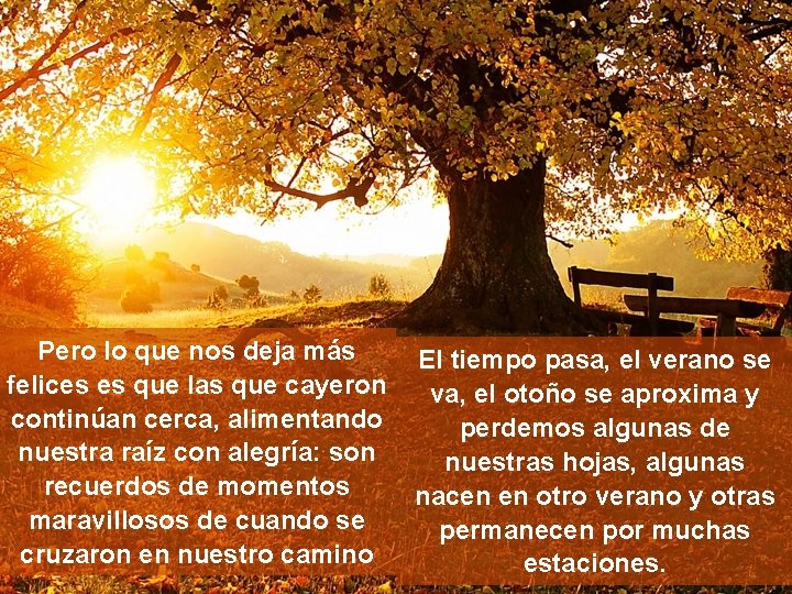 Pero lo que nos deja más El tiempo pasa, el verano se felices es