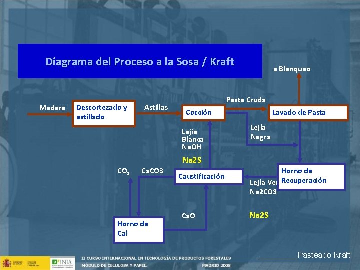 Diagrama del Proceso a la Sosa / Kraft Madera Descortezado y astillado Astillas a