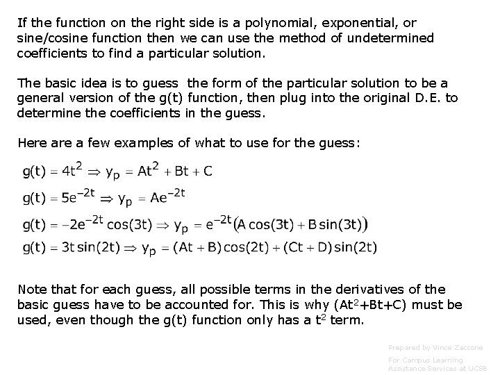 If the function on the right side is a polynomial, exponential, or sine/cosine function