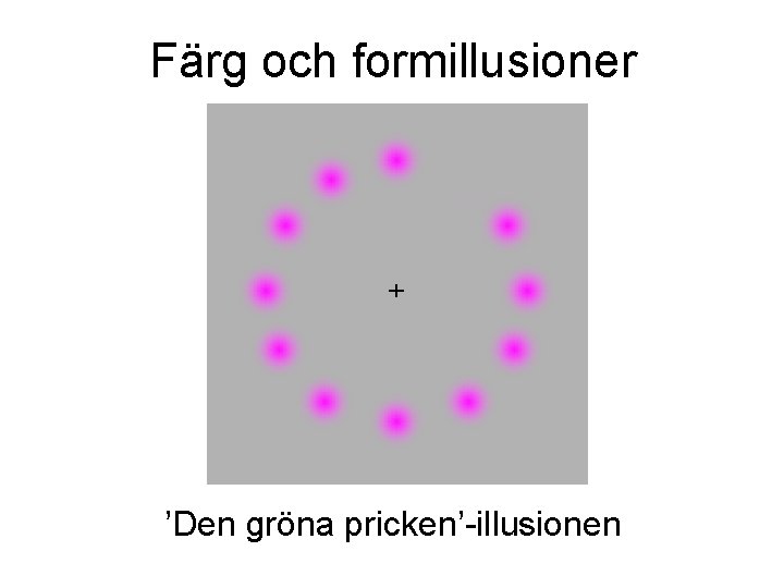 Färg och formillusioner ’Den gröna pricken’-illusionen Färg och formillusioner ’Den gröna pricken’-illusionen