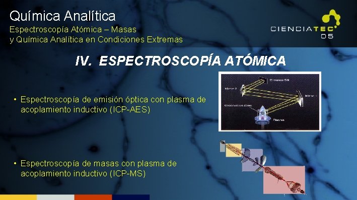 Química Analítica Espectroscopía Atómica – Masas y Química Analítica en Condiciones Extremas IV. ESPECTROSCOPÍA