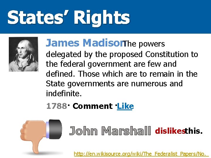 States’ Rights James Madison. The powers delegated by the proposed Constitution to the federal