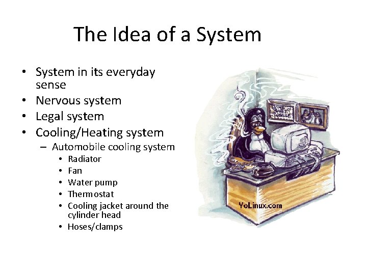 The Idea of a System • System in its everyday sense • Nervous system