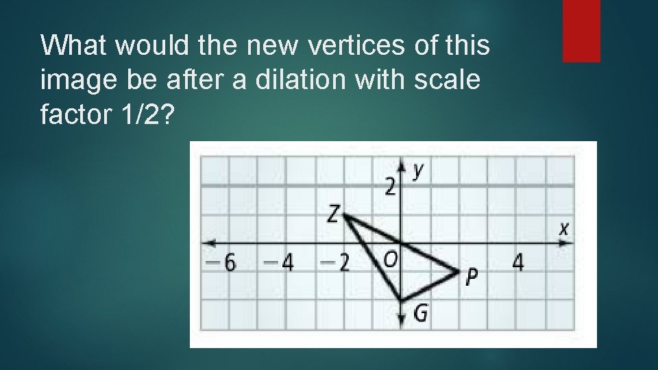 What would the new vertices of this image be after a dilation with scale