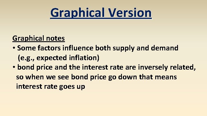 Graphical Version Graphical notes • Some factors influence both supply and demand (e. g.