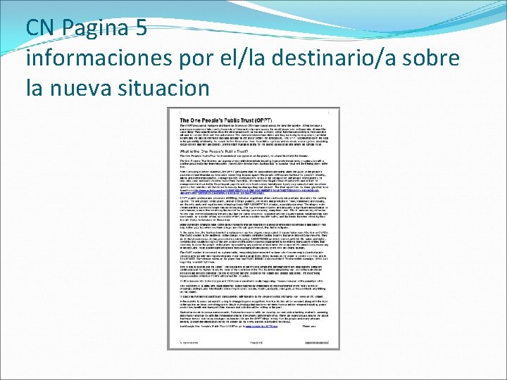 CN Pagina 5 informaciones por el/la destinario/a sobre la nueva situacion 