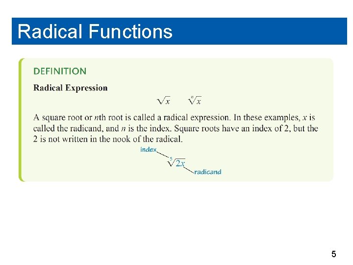 Radical Functions 5 